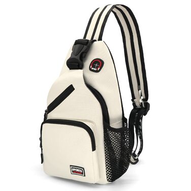 Сумка-слінг через плече, рюкзак для жінок та чоловіків з оксфордської тканини. Сумка через тіло, спортивна сумка, casual, для активного відпочинку, подорожей, покупок (Біла)