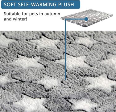 Кросер Fancy Crate Pad - килимок для лежанки собак, двосторонній (холодний та теплий), машинне прання, для собак маленьких та XXX-Large, сірий, темно-синій, зірковий принт (137 x 84 x 3 см)