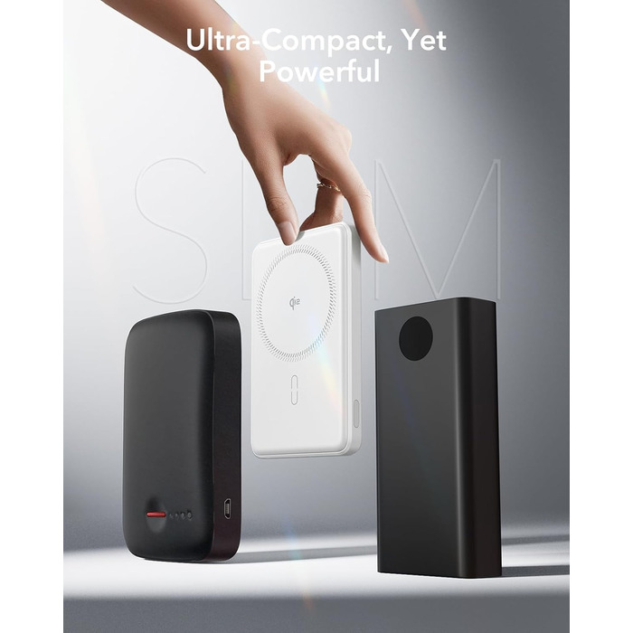 Power Bank ESR MagSafe QI2 з бездротовою магнітною зарядкою, 15W, 5000mAh, USB-C, білий (з підставкою)