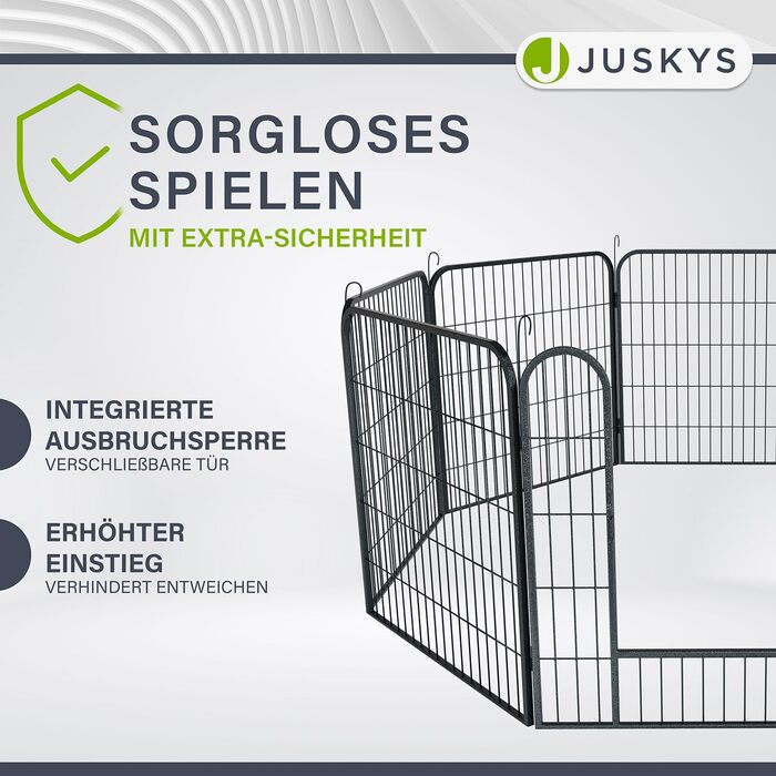 Клітка-вольєр для цуценят Juskys Welpenauslauf Plus 160x160x80 см - металевий вольєр для собак, кроликів та дрібних тварин з дверцятами