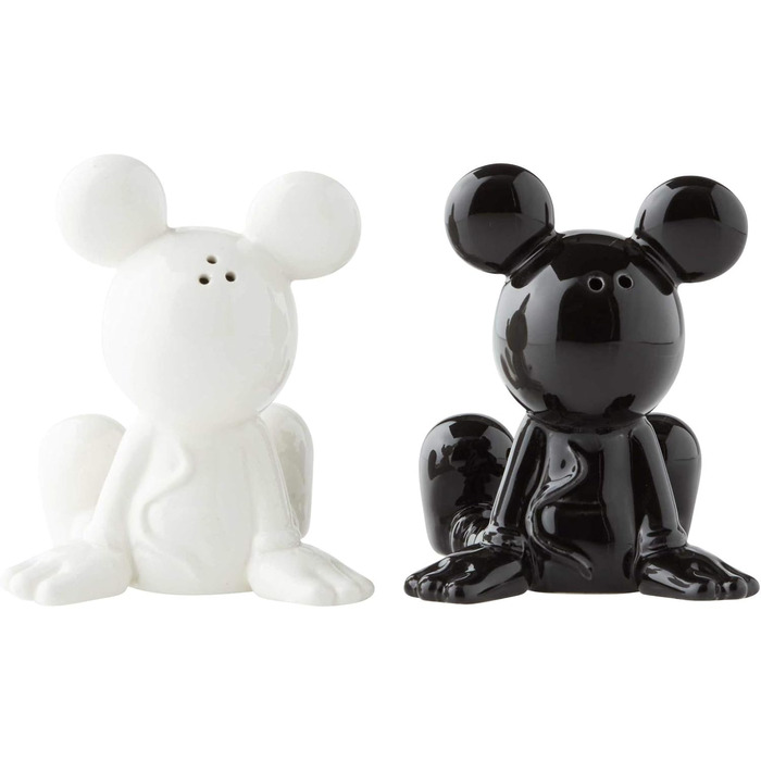 Enesco Disney Ceramics Salt and Pepper Shakers Mickey Mouse, Sitting, 8.9 cm, Black and White