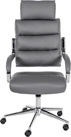 Офісне крісло CLP Campo з штучної шкіри: регульована висота та поворотний механізм, до 135 кг, з підлокітниками, сірий колір