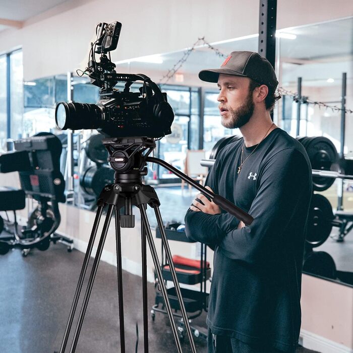 Штатив для камери COMAN 186 см з алюмінію - тринога з поворотним кріпленням 360° та нахилом ±90°, відеоштатив, сумісний з DJI Rs, Manfrotto, максимальне навантаження 10 кг (Q5)