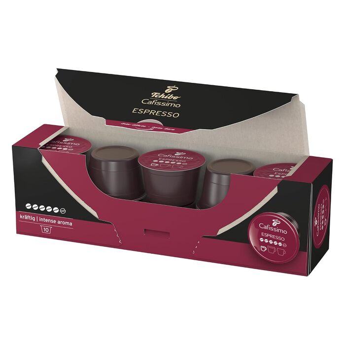 Капсули для кави Tchibo Cafissimo Espresso kräftig, інтенсивний смак, 96 шт (8х10 шт), етична торгівля