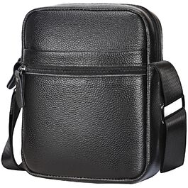 Чоловіча сумка через плече Leathario з натуральної шкіри, велика місткість, чорна