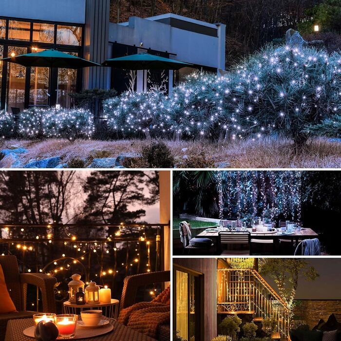 Сонячна гірлянда для дому та саду BTfarm, 2 шт по 15 метрів, 150 LED, IP65, вологостійка, 8 режимів, тепле світло, для саду, тераси, подій