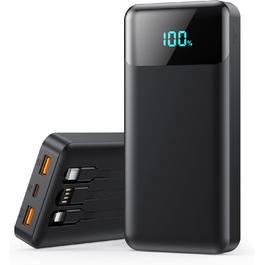 Power Bank 26800mAh з USB-C, PD 25W, QC4.0, LED дисплеєм, 5 виходами, для iPhone, Samsung та інших