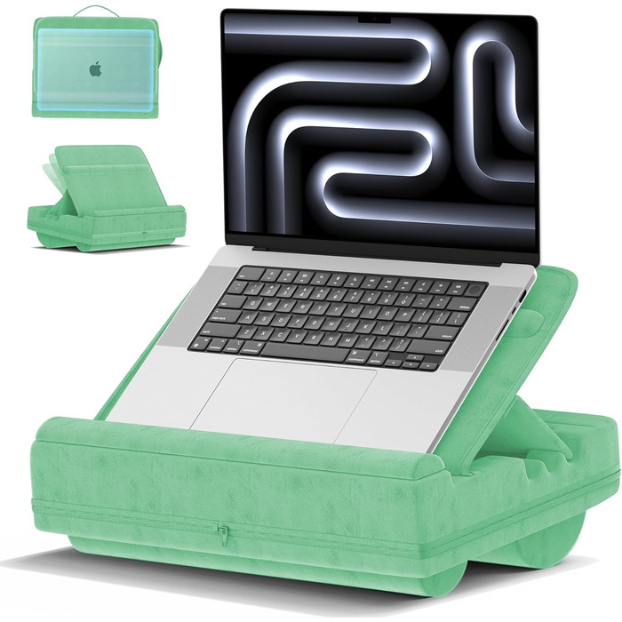 Підставка для ноутбука з регулюванням кута нахилу, подушка для роботи з ноутбука на дивані, підставка для ноутбука до 16 дюймів (зелена)