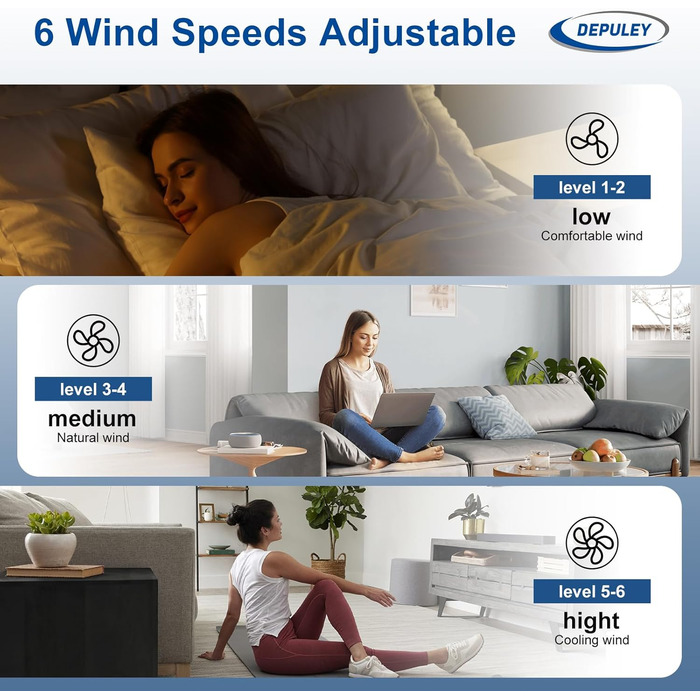 Depuley Стеляний вентилятор з підсвічуванням для вулиці: LED лампа з вентилятором для саду, тераси - 132 см, з підсвічуванням та APP для вітальні, ресторану, офісу, коричневий, 52''