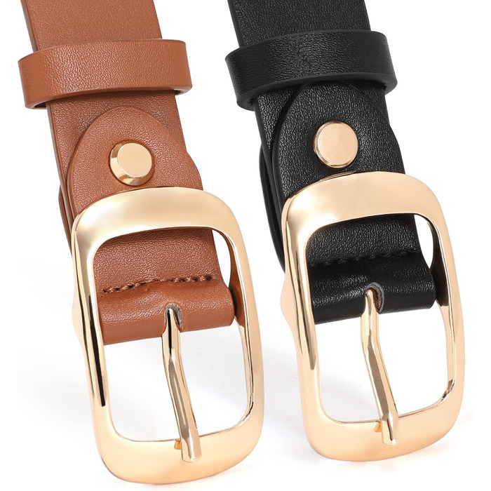 Жіночий шкіряний ремінь WHIPPY великого розміру, модний ремінь з річної шкіри з надійною пряжкою, для джинсів, штанів, суконь (B-коричневий (золота пряжка), S:100см (розмір талії 63-76см))