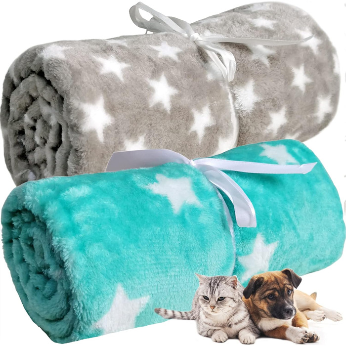 М'яка ковдра для собак та котів LeerKing: двошарова флісова ковдра 100 x 150 см (світло-сірий + зелений)