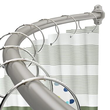 Вигнута регульована штанга для душової завіси, 101,6–182,9 см, нержавіюча сталь, розширювана, алюміній, кругла, міцна, для ванної/душової кімнати, монтаж з свердлінням, хром