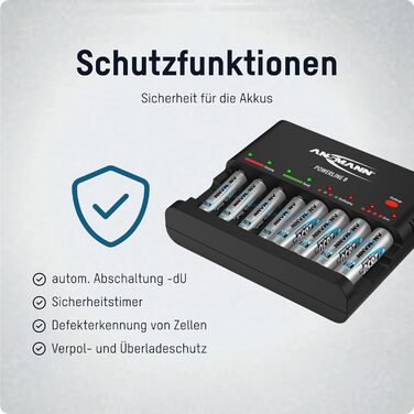 Інтелектуальний зарядний пристрій Powerline 8 для акумуляторів AA/AAA з LED-дисплеєм, дефекторозпізнаванням та захистом від перезаряду