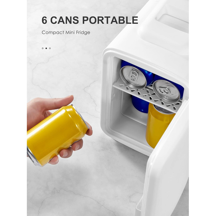 Міні-холодильник Reemix, 4 літри/6 банок, портативний охолоджувач та нагрівач, персональний холодильник для догляду за шкірою, косметики, напоїв, продуктів, ідеальний для спальні, офісу, авто (Білий)