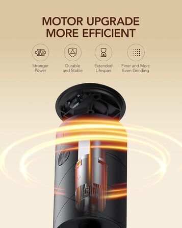 Sangcon Salt and Pepper Grinder 2-Piece Set, Rechargeable via USB, with LED Light, Large Capacity Pepper Grinder, Automatic Grinding and Adjustable Grind Fineness, Suitable for a Variety of Selection