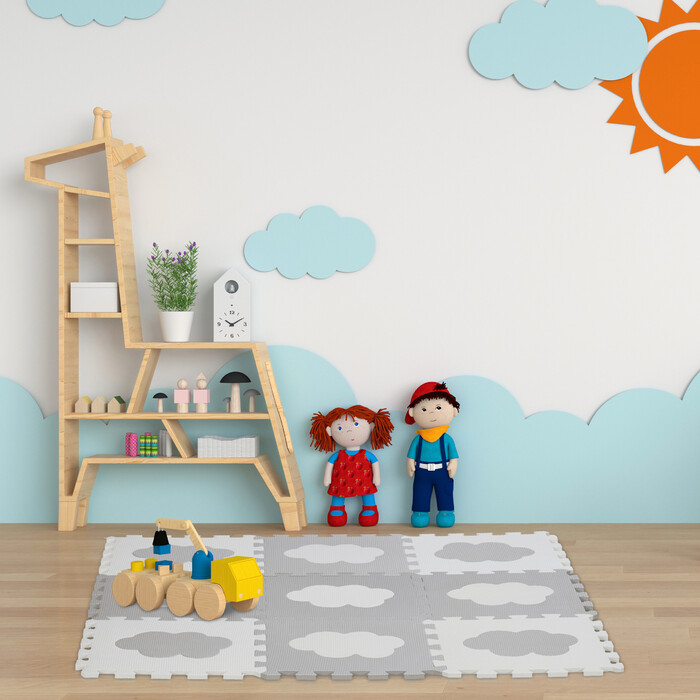 Relaxdays 18-Piece Puzzle Mat Cloud