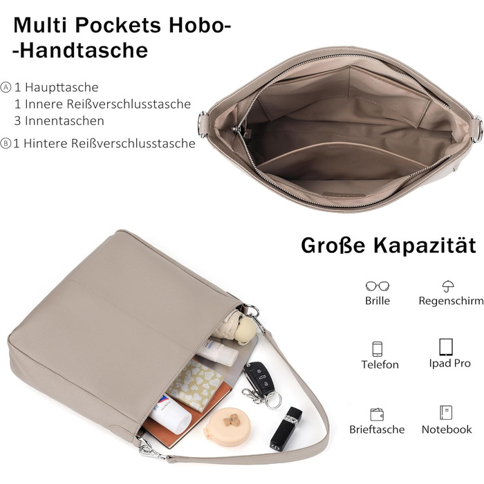 Сумка жіноча Befen зі шкіри, шопер середнього розміру, елегантна класична, колір А-тауп з 2 ремінцями через плече