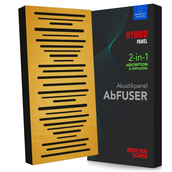 Акустична панель Addictive Sound AbFuser Wood для шумоізоляції з дерева, 100x50x11,5 см, жовта — для дому, студії та офісу