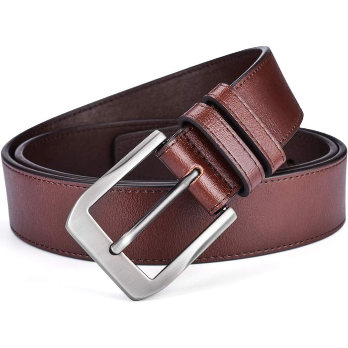 Чоловічий шкіряний ремінь Beltox Fine Casual Jeans, ширина 38 мм, пряжка з металевого сплаву, для джинсів та повсякденного носіння, кольори: Braun, Kaffee, розмір 44-46