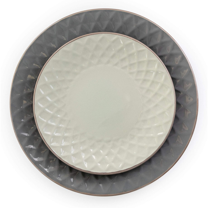 Набір посуду Elama Tahiti з каменю, 16 предметів, сірий та перламутровий