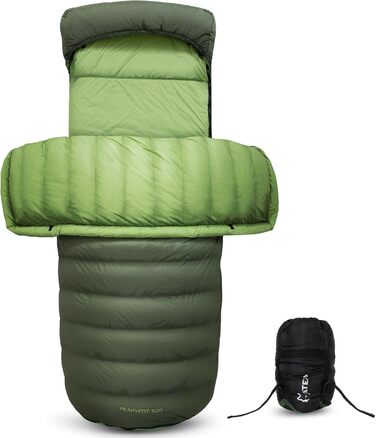 ATEPA 3-Season Down Sleeping Bag - Recyclable 650FP, Lightweight with Removable Blanket - Adult Quilting Sleeping Bag for Backpacking & Hiking (Pro Green, ThermaExtreme Pro Max)