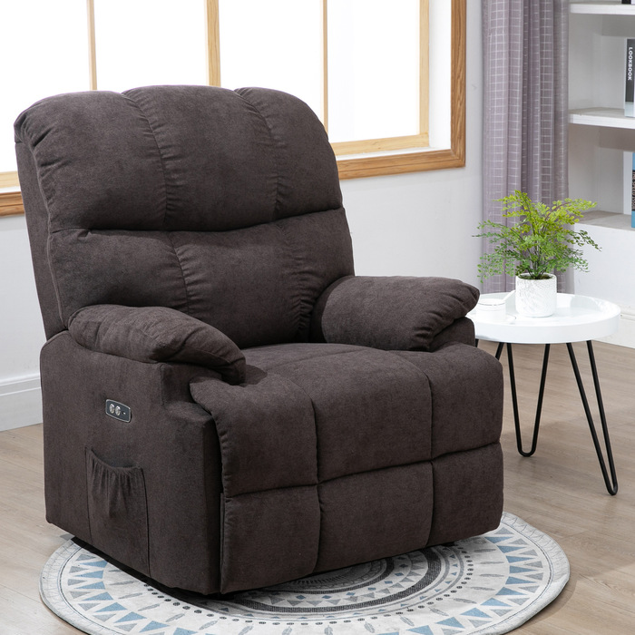 HOMCOM Electric Recliner TV Chair with Lift Assist, Reclining Function, USB Port, Padded TV Chair with Footrest, Side Pocket, Dark Grey | Aosom