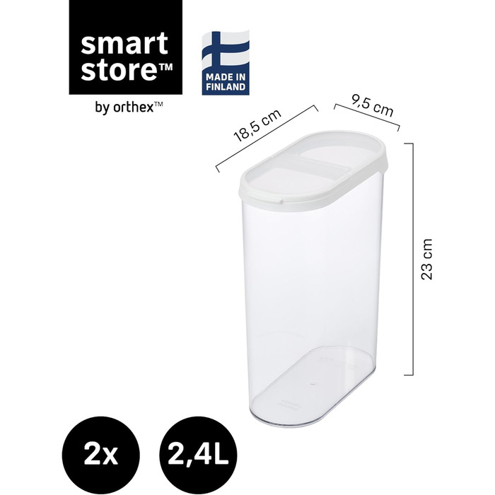 Набір контейнерів для зберігання SmartStore (5 шт) герметичні, пластикові, BPA-free, для кухні 0.8л (2шт), 1.6л (2шт), 1.65л (1шт) + 2 контейнери 2.4л з кришкою