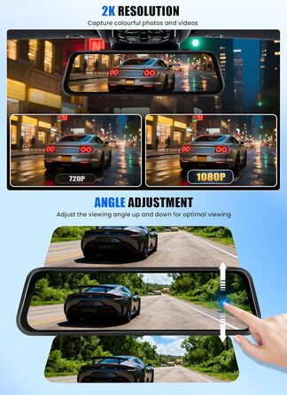 Дзеркало заднього виду з відеореєстратором CAMECHO 2K Full HD, 9.66