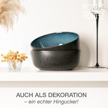 Набір кавових чашок Moritz & Moritz ORGANIC 6 шт. - керамічні чашки з унікальним градієнтом кольору, 2 сервіровочні тарілки, придатні для миття в посудомийній машині (Блакитний)