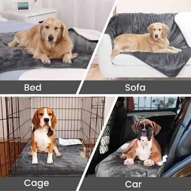 PETTOM Плед для собак та котів, водовідштовхуючий, м'який флісовий підстилку, 152 x 127 см (Сірий)
