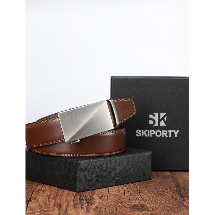 Чоловічий шкіряний ремінь на пряжці, 3,5 см, регульований, для джинсів, комфортна посадка (46-52W, C-tan)