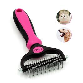 Щітка для видалення підшерстка для собак та котів середньої та довгої шерсті. Щітка проти ковтунів та підшерстка, блакитна (рожева)