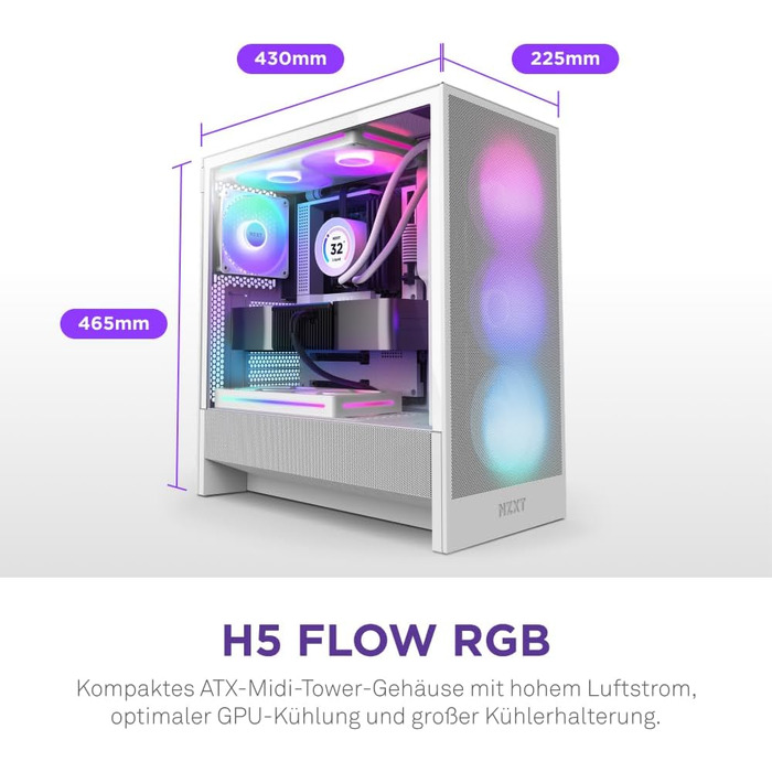 Корпус ПК NZXT H5 Flow White - Mid-Tower з високою вентиляцією та RGB підсвіткою