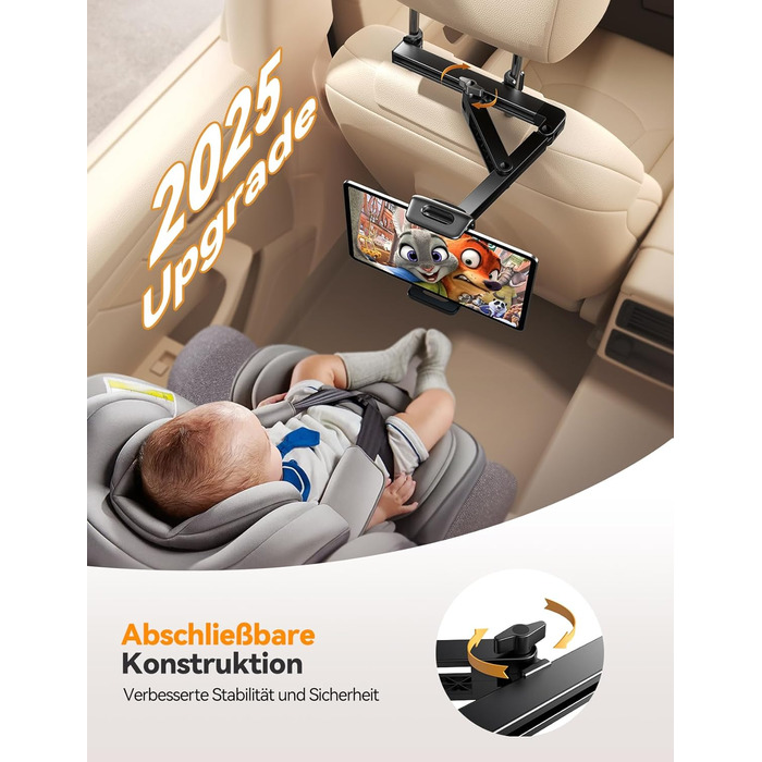 Тримач для планшета Joyroom в авто з двома стержнями та регульованим кріпленням, сумісний з iPad, Switch, Phone (4.7-13 дюймів)