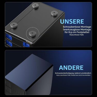 Зовнішній корпус для HDD/SSD CENMATE 808TC, 2 слоти 2.5/3.5 SATA, 10Gbps, USB 3.2 Type-A/C, з охолодженням та Hot Swap