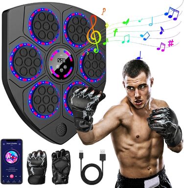 Wall-Mounted Boxing Target Machine with LED Lights & Bluetooth - Adult & Kids Fitness