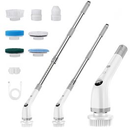 Електричний дриль-щітка для миття з 7 насадками, регульована ручка, потужний для ванної, кухні, плитки - IPX7 водонепроникний