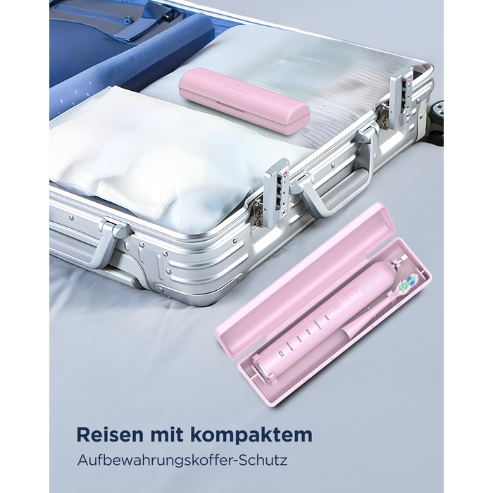 Електрична зубна щітка Sonic для дорослих та дітей, 5 режимів чищення, 8 насадок, рожева