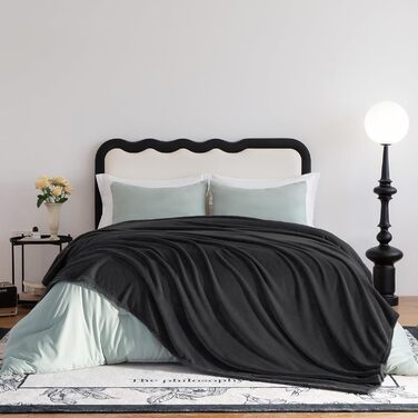 CozyLux Пухнаста ковдра для дивану 150x200 см - тепла та м'яка ковдра для чотирьох сезонів, флісова ковдра для софи/ліжка/дивану (2 шт., чорний)