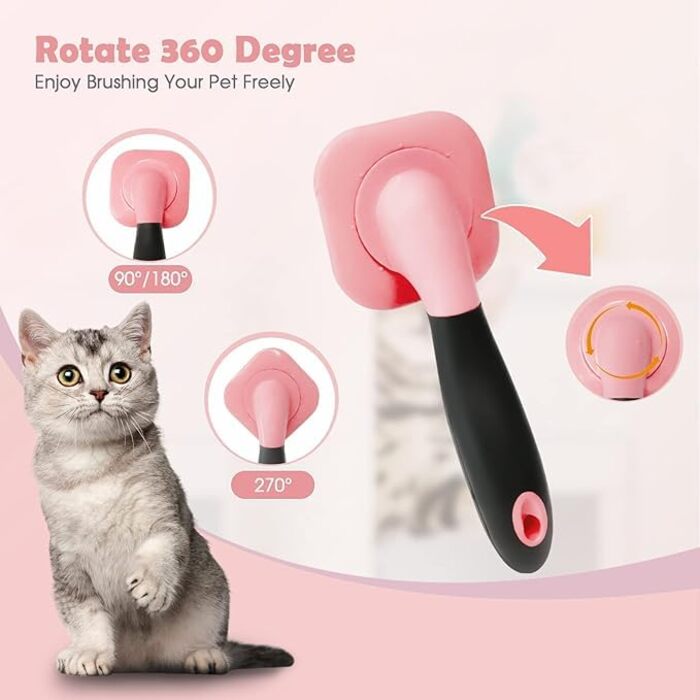 Щітка для догляду за шерстю собак, м'яка, для видалення шерсті, підходить для маленьких собак, цуценят, Йоркширських тер'єрів, пуделів, кроликів, котів (рожева)