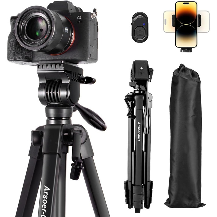 Штатив для камери 175см з Fluid-головкою: для Sony, Nikon, Canon, TikTok, Vlog (алюміній)