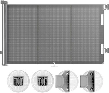 Retractable Baby & Pet Gate with Lock - 150cm Wide, 83cm High - Automatic Locking, Grey