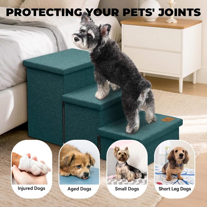 Сходинки для собак та котів, 38.1 см, 2-ступеневі, широкі, складані, зелені