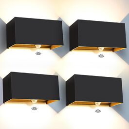 LED-водостійка настінна лампа Kingwen 4 шт. 20W, 3000K, IP65, чорний колір