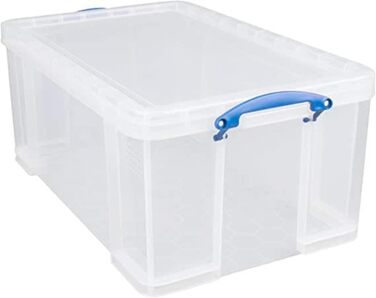 Really Useful Box 2-Pack, 64 Liter, for Organizing and Storing, 710 x 440 x 310 mm, transparent (Single (1 Pack))