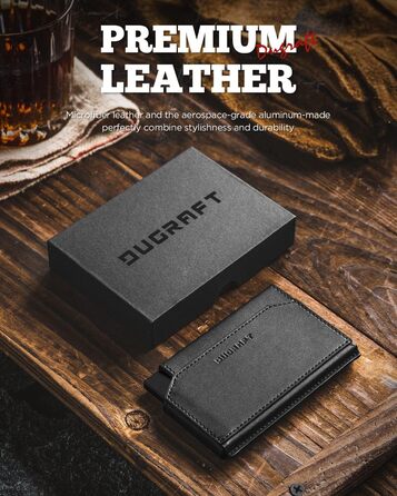 Чоловічий мінімалістичний гаманець Dugraft з віконцем для ID, RFID-захистом, на 5-8 карт та гроші, чорний