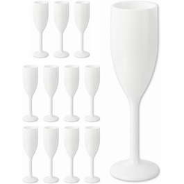 Schramm® Reusable Champagne Flutes in white, available in sets of 6, 12, 24, or 48 pieces. 150 ml capacity. Champagne glass, sparkling wine flutes, sparkling wine goblets, stemmed glass. Champagne glasses, capacity: 12 pieces
