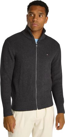 Кардиган Tommy Hilfiger чоловічий з блискавкою, бавовна, білий (слонова кістка), сірий (темно-сірий heather), розмір L