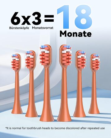 Електрична звукова зубна щітка JTF з УФ-дезінфекцією та сушінням, бездротова зарядка, 5 режимів чищення, 6 насадок, стаканчик для полоскання, акумуляторна для дому та подорожей (Помаранчева)