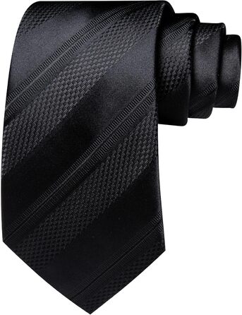 Чоловічий шовковий краватка-набір Barry.Wang з кишеньковою хустинкою та затискачем для запонок, в клітку, для урочистих подій та весілля, чорно-сріблястий